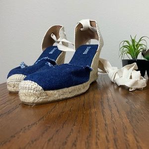 Soludos lace up denim espadrille sandal